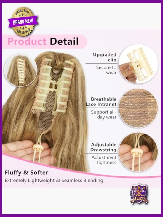 24 Inch Clip In Ponytail Extension Wavy Long Thick Hairpiece main image 6